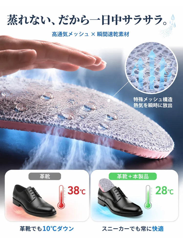 衝撃吸収通気性抜群インソール