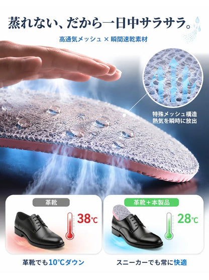 衝撃吸収通気性抜群インソール